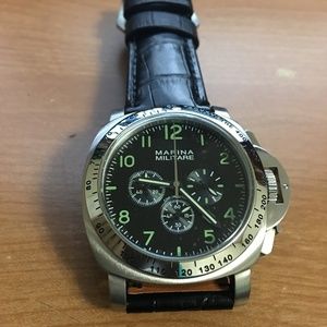 44MM marina militare black dial date quartz Watch